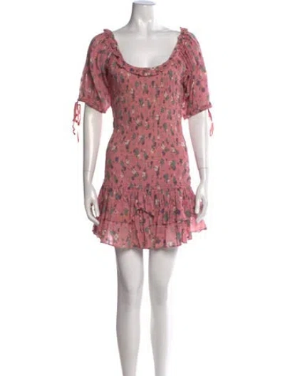 Pre-owned Loveshackfancy Floral Print Mini Dress In Pink