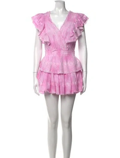 Pre-owned Loveshackfancy Floral Print Mini Dress In Pink