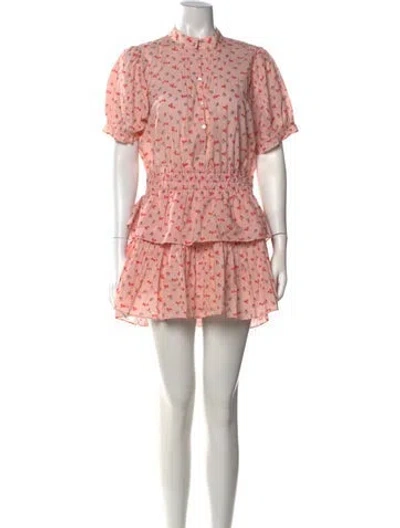 Pre-owned Loveshackfancy Floral Print Mini Dress In Pink