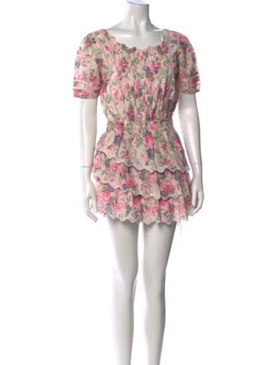 Pre-owned Loveshackfancy Floral Print Mini Dress In Pink