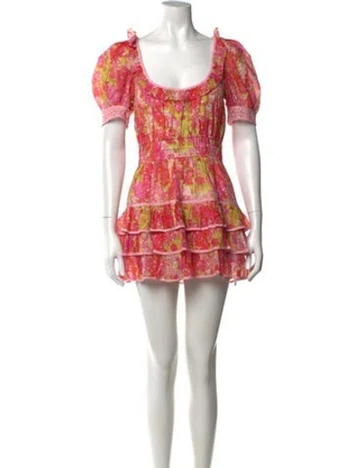 Pre-owned Loveshackfancy Floral Print Mini Dress In Pink