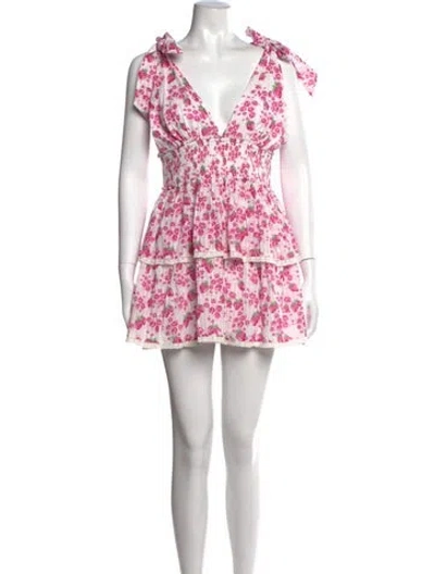 Pre-owned Loveshackfancy Floral Print Mini Dress In Pink