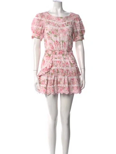Pre-owned Loveshackfancy Floral Print Mini Dress In Pink