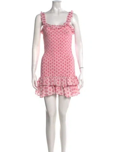Pre-owned Loveshackfancy Floral Print Mini Dress In Pink