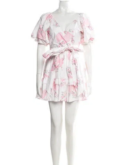Pre-owned Loveshackfancy Floral Print Mini Dress In Pink