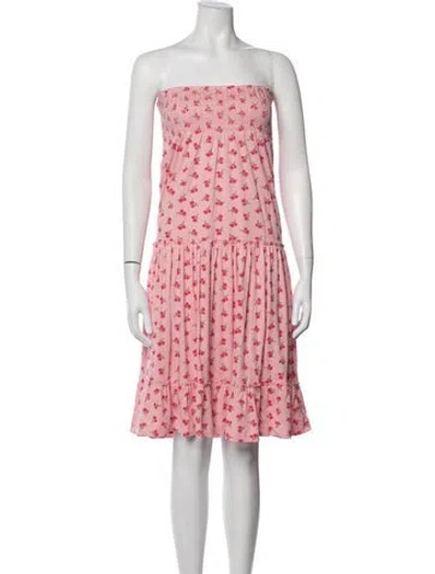 Pre-owned Loveshackfancy Floral Print Mini Dress In Pink