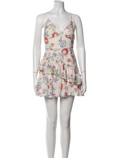 Pre-owned Loveshackfancy Floral Print Mini Dress In Pink