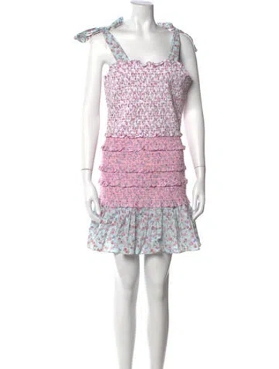 Pre-owned Loveshackfancy Floral Print Mini Dress In Pink