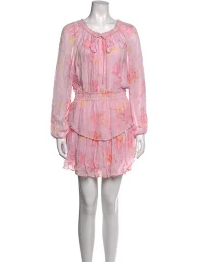 Pre-owned Loveshackfancy Floral Print Mini Dress In Pink