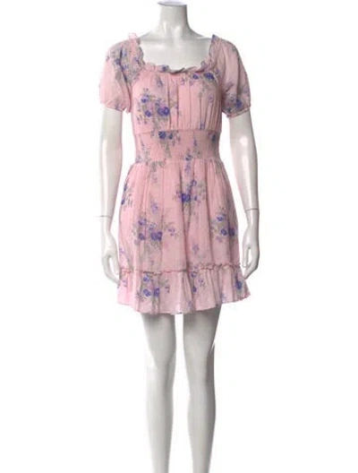 Pre-owned Loveshackfancy Floral Print Mini Dress In Pink