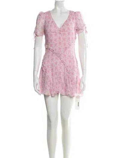 Pre-owned Loveshackfancy Floral Print Mini Dress In Pink