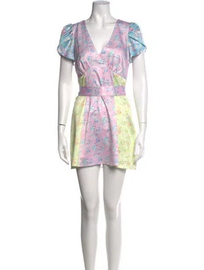 Pre-owned Loveshackfancy Floral Print Mini Dress In Pink