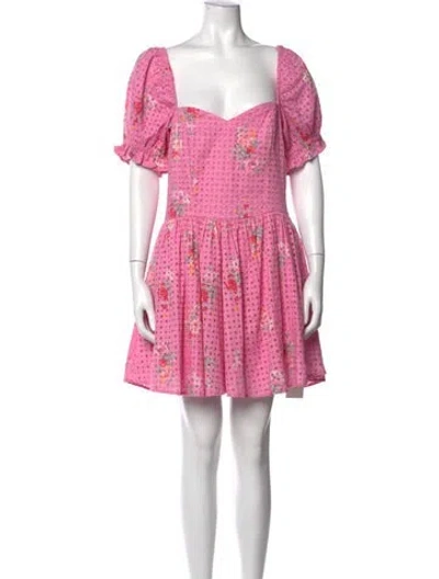 Pre-owned Loveshackfancy Floral Print Mini Dress In Pink