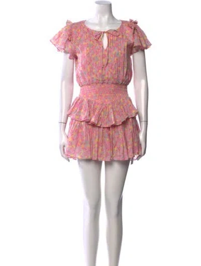 Pre-owned Loveshackfancy Floral Print Mini Dress In Pink