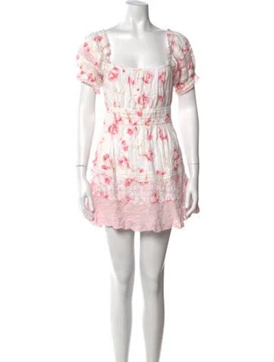 Pre-owned Loveshackfancy Floral Print Mini Dress In Pink