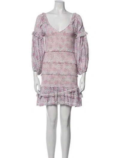 Pre-owned Loveshackfancy Floral Print Mini Dress In Pink