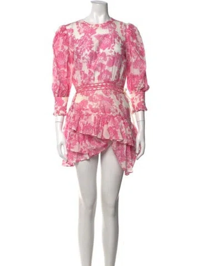 Pre-owned Loveshackfancy Floral Print Mini Dress In Pink