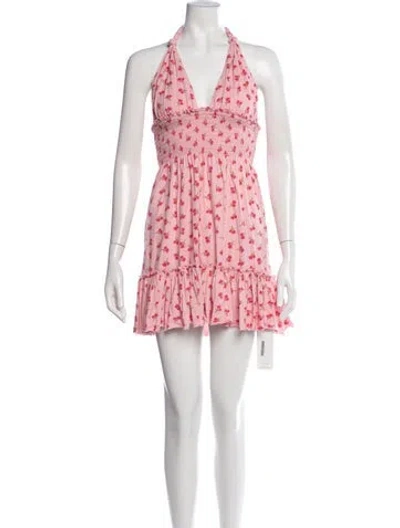 Pre-owned Loveshackfancy Floral Print Mini Dress In Pink