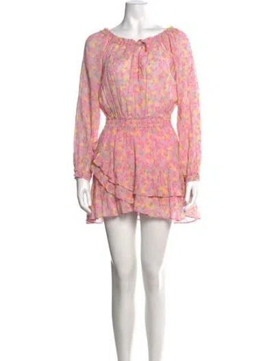 Pre-owned Loveshackfancy Floral Print Mini Dress In Pink