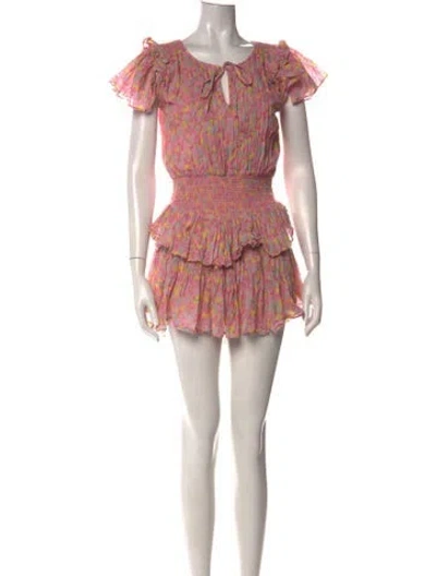 Pre-owned Loveshackfancy Floral Print Mini Dress In Pink