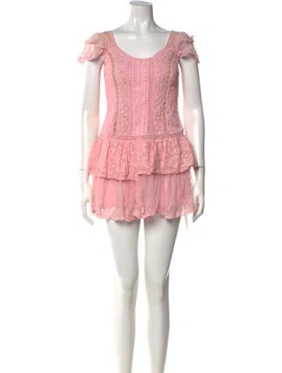 Pre-owned Loveshackfancy Floral Print Mini Dress In Pink