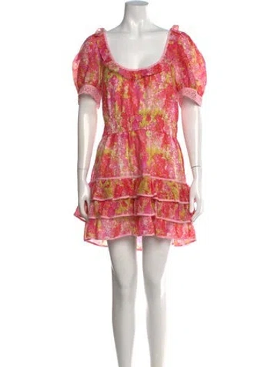 Pre-owned Loveshackfancy Floral Print Mini Dress In Pink