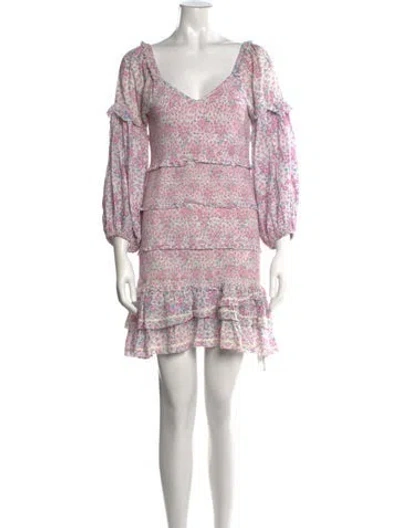 Pre-owned Loveshackfancy Floral Print Mini Dress In Pink
