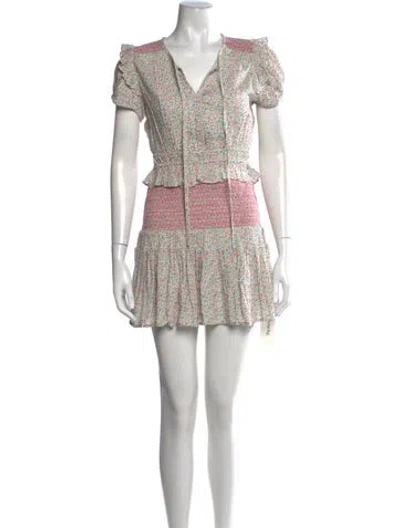 Pre-owned Loveshackfancy Floral Print Mini Dress In Pink