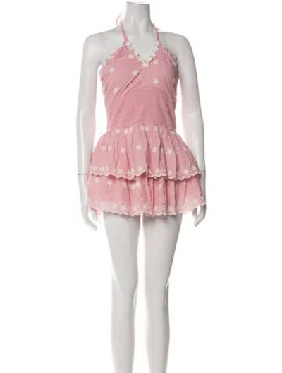 Pre-owned Loveshackfancy Floral Print Mini Dress In Pink