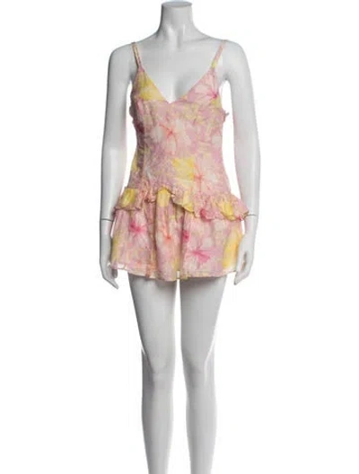 Pre-owned Loveshackfancy Floral Print Mini Dress In Pink