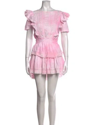 Pre-owned Loveshackfancy Floral Print Mini Dress In Pink