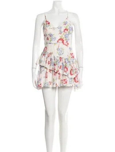 Pre-owned Loveshackfancy Floral Print Mini Dress In Pink