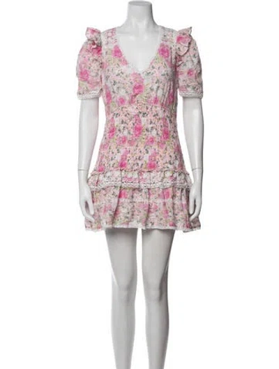 Pre-owned Loveshackfancy Floral Print Mini Dress In Pink