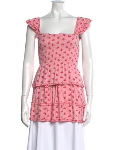 Pre-owned Loveshackfancy Floral Print Mini Dress In Pink