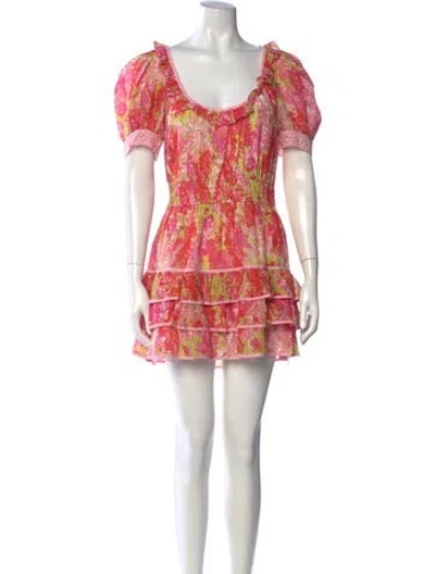 Pre-owned Loveshackfancy Floral Print Mini Dress In Pink