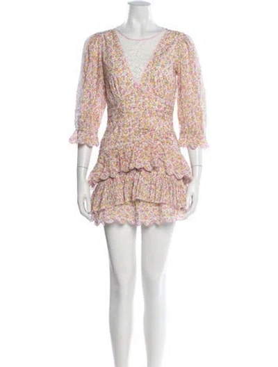 Pre-owned Loveshackfancy Floral Print Mini Dress In Pink