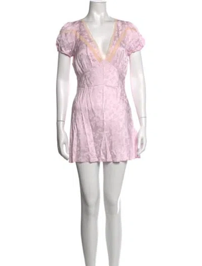 Pre-owned Loveshackfancy Floral Print Mini Dress In Pink