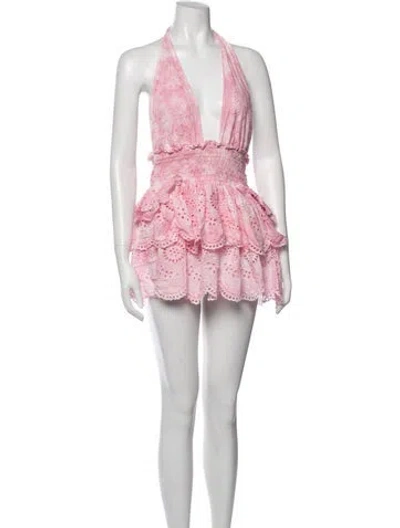 Pre-owned Loveshackfancy Floral Print Mini Dress In Pink