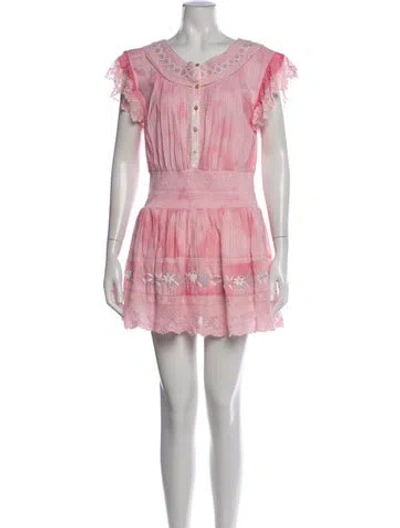 Pre-owned Loveshackfancy Floral Print Mini Dress In Pink
