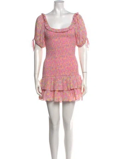 Pre-owned Loveshackfancy Floral Print Mini Dress In Pink