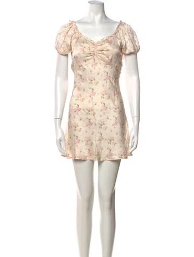 Pre-owned Loveshackfancy Floral Print Mini Dress In Pink