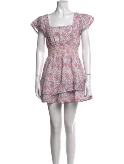 Pre-owned Loveshackfancy Floral Print Mini Dress In Pink