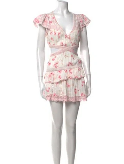 Pre-owned Loveshackfancy Floral Print Mini Dress In Pink
