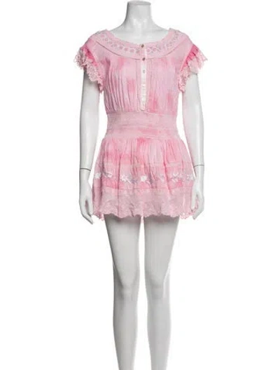 Pre-owned Loveshackfancy Floral Print Mini Dress In Pink