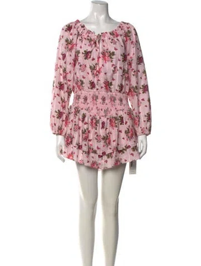 Pre-owned Loveshackfancy Floral Print Mini Dress In Pink