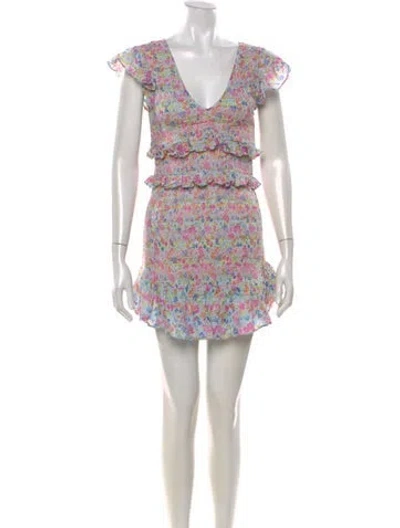 Pre-owned Loveshackfancy Floral Print Mini Dress In Pink