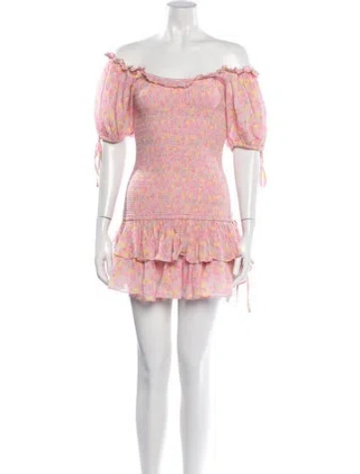 Pre-owned Loveshackfancy Floral Print Mini Dress In Pink