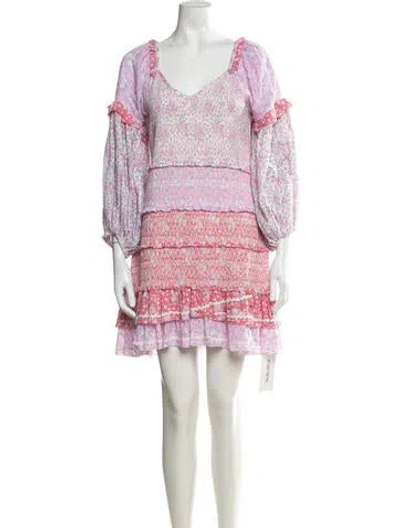 Pre-owned Loveshackfancy Floral Print Mini Dress In Pink