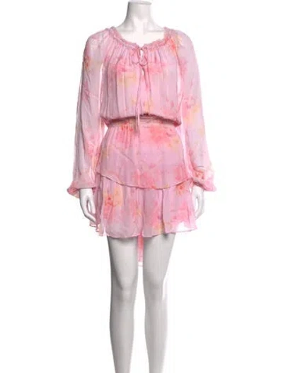 Pre-owned Loveshackfancy Floral Print Mini Dress In Pink