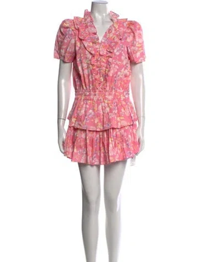 Pre-owned Loveshackfancy Floral Print Mini Dress In Pink